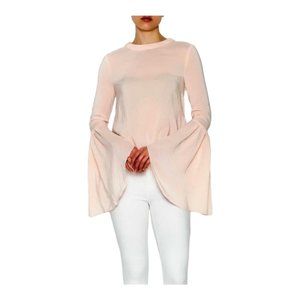 Endless Rose Small Long Flare Sleeve Crewneck Peach  Blouse NWT